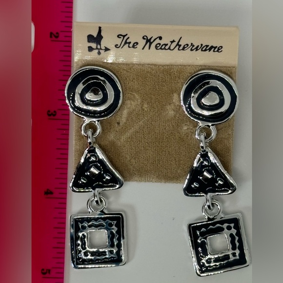 Vintage Geometric Silver Drop Earrings by The Weathervane - Bold & Unique Design - Picture 6 of 8